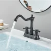 Ceramic Handle Basin Faucet Golden Dual Hole Rotating Spout Bathroom Kitchen Faucet Deck Mounted Basin Vesssel Sink Mixer Tap