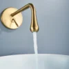 Brushed Gold Water Drop Faucet Bathroom Basin Bathtub Tap Wall Mounted Water Mixer Tap Single Lever Lavatory Sink Faucet