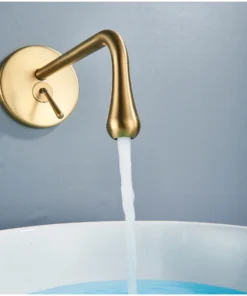 Brushed Gold Water Drop Faucet Bathroom Basin Bathtub Tap Wall Mounted Water Mixer Tap Single Lever Lavatory Sink Faucet