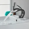 Luxury Black Basin Faucet Grey Bathroom Waterfall Mixer Tap Brass Deck Mount Modern Style Hot Cold Water Sink Mixer Crane