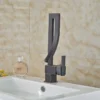 Bright Chrome Basin Faucet Bathroom Brass Deck Mounted Waterfall Mixer Taps Single Handle Hot Cold Water Mixer Tap