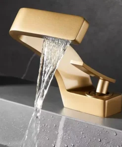 Golden Creative Waterfall Home Single Hole Handwashing Basin Face Washing Basin Desk Basin Faucet bathroom faucet