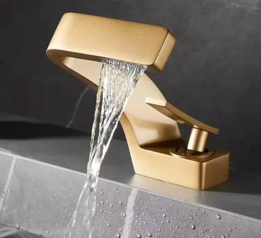 Golden Creative Waterfall Home Single Hole Handwashing Basin Face Washing Basin Desk Basin Faucet bathroom faucet