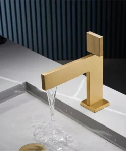 Brushed Gold Bathroom Faucet Brass Bathroom Basin Faucet Cold And Hot Water Mixer Sink Tap Single Handle Deck Mounted Grey Tap