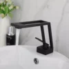 Nordic Style Basin Faucet 4 Colors Square Hollow-Carved Design Black Bathroom Sink Faucets Deck Mounted Cold Hot Mixer Tap