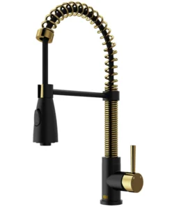 Rozin Black Gold Luxury Gourmet Kitchen Faucet Deck Mounted Sink Extendable Flexible Mixer Tap with 2 in 1 Pull Down Sprayer