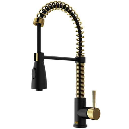 Rozin Black Gold Luxury Gourmet Kitchen Faucet Deck Mounted Sink Extendable Flexible Mixer Tap with 2 in 1 Pull Down Sprayer